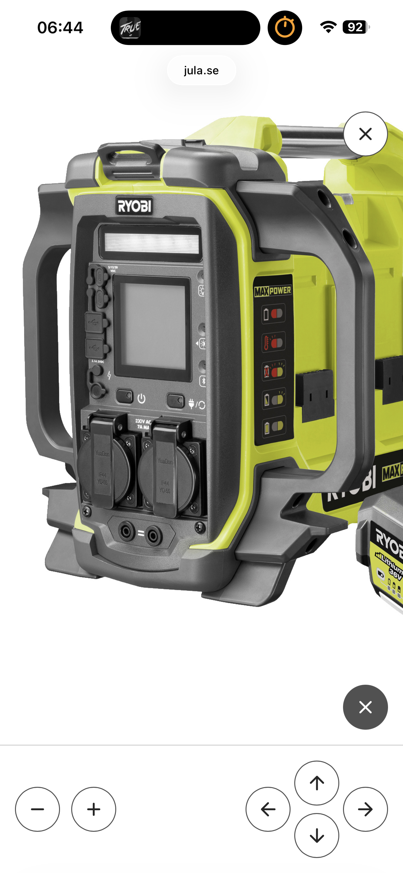 Ryobi elverk med 4 batterier 
