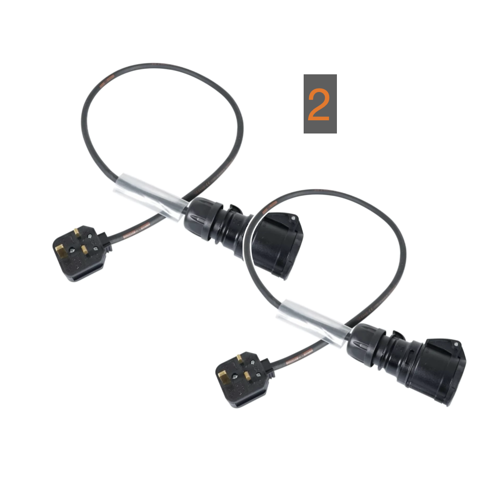 2x 240v 16 - 13 amps distro converter coupler jumper adapter  ( uk plug)