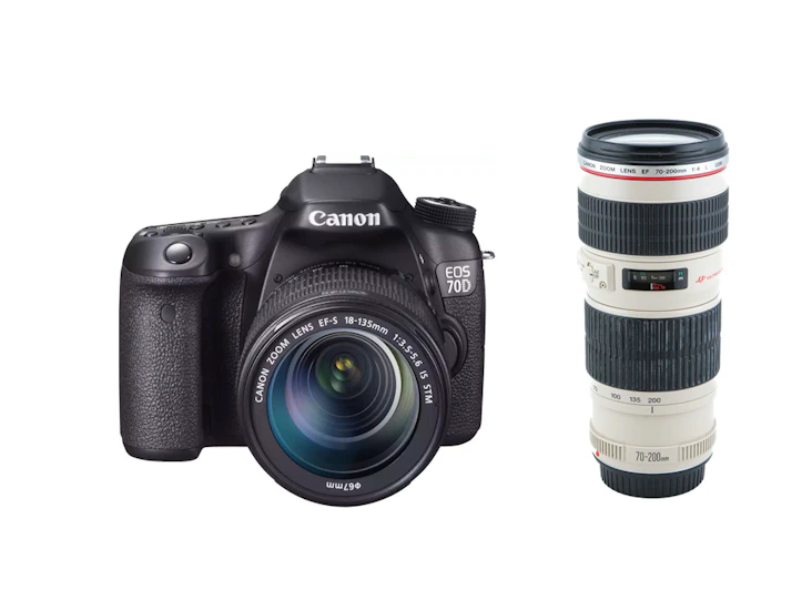 Canon eos 70d + ef-s 18-135mm + ef 70-200mm + muuta