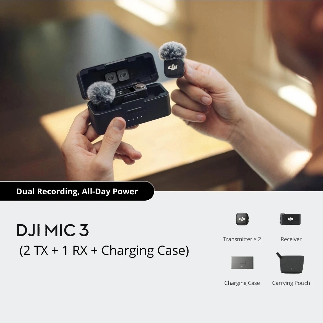 Dji mic 3 wireless microphone dual transmitter set