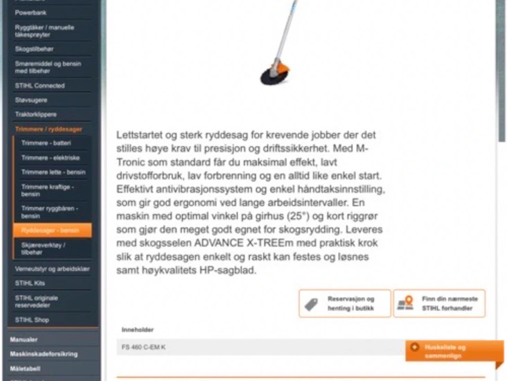 Ryddesas stihl 460 bensin