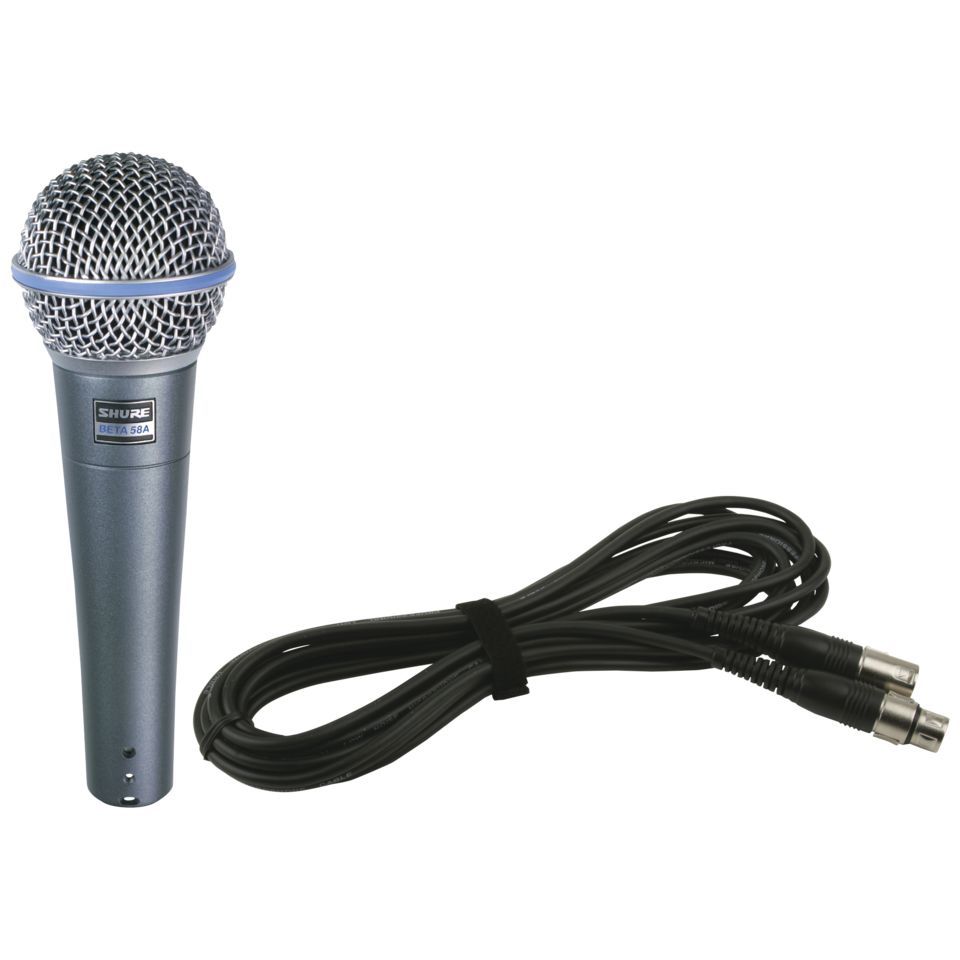 Microphone shure beta 58a, xlr cable and stand