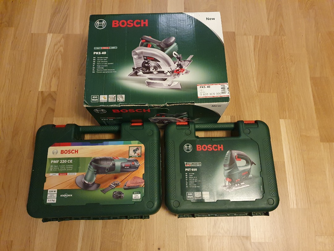 Cirkelsåg, flerfunktionsverktyg och sticksåg