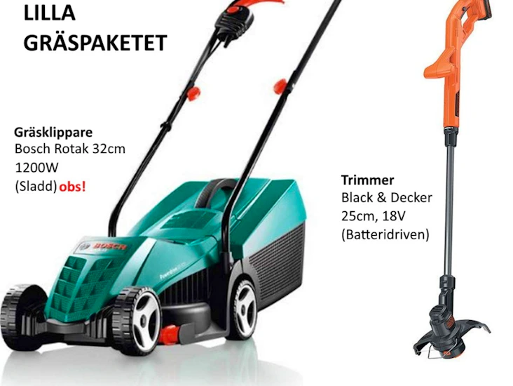 Lilla gräsklipparpaketet (klippare + trimmer)