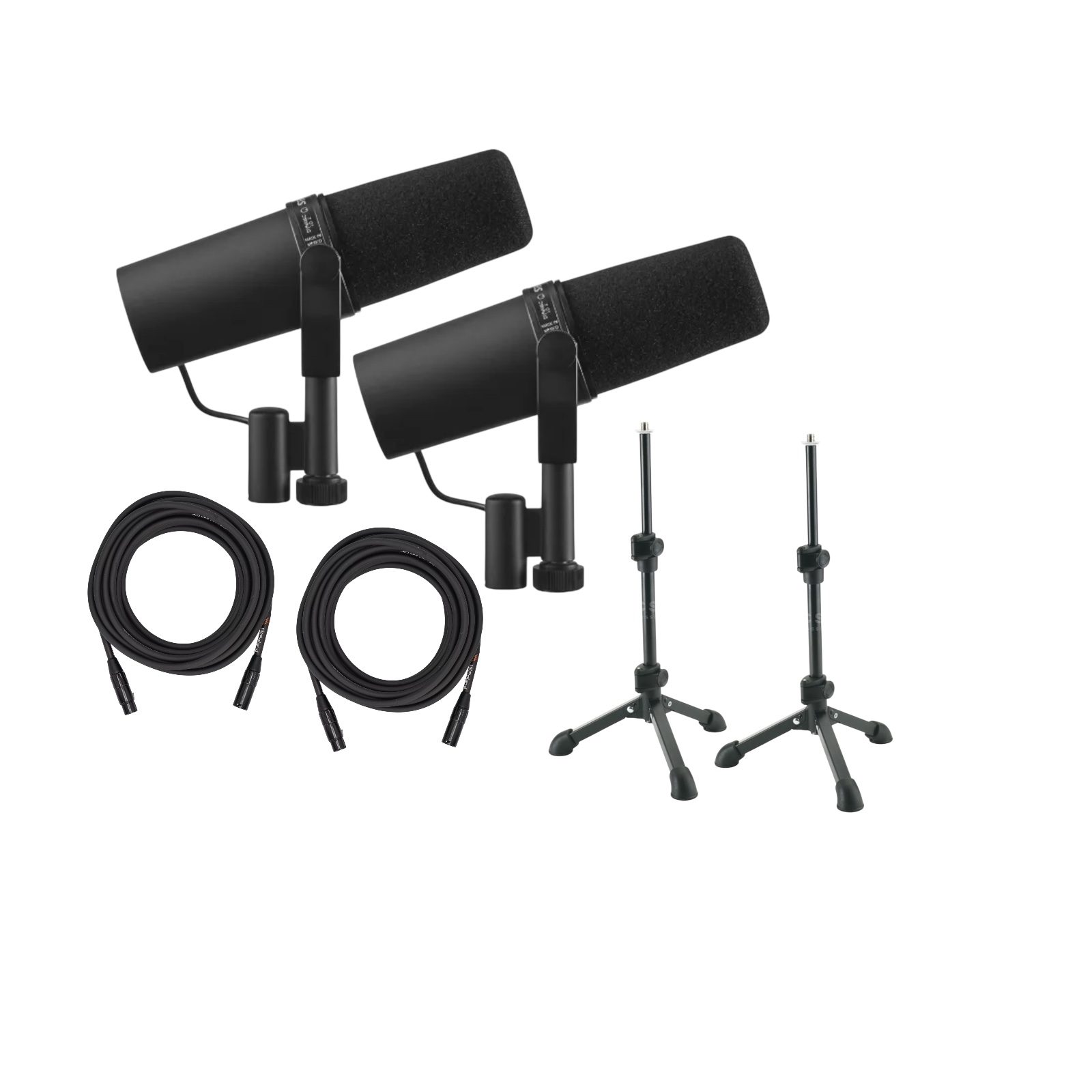 2x shure sm7b microphone + table stand xlr podcast studio mic sm7b xlr stands