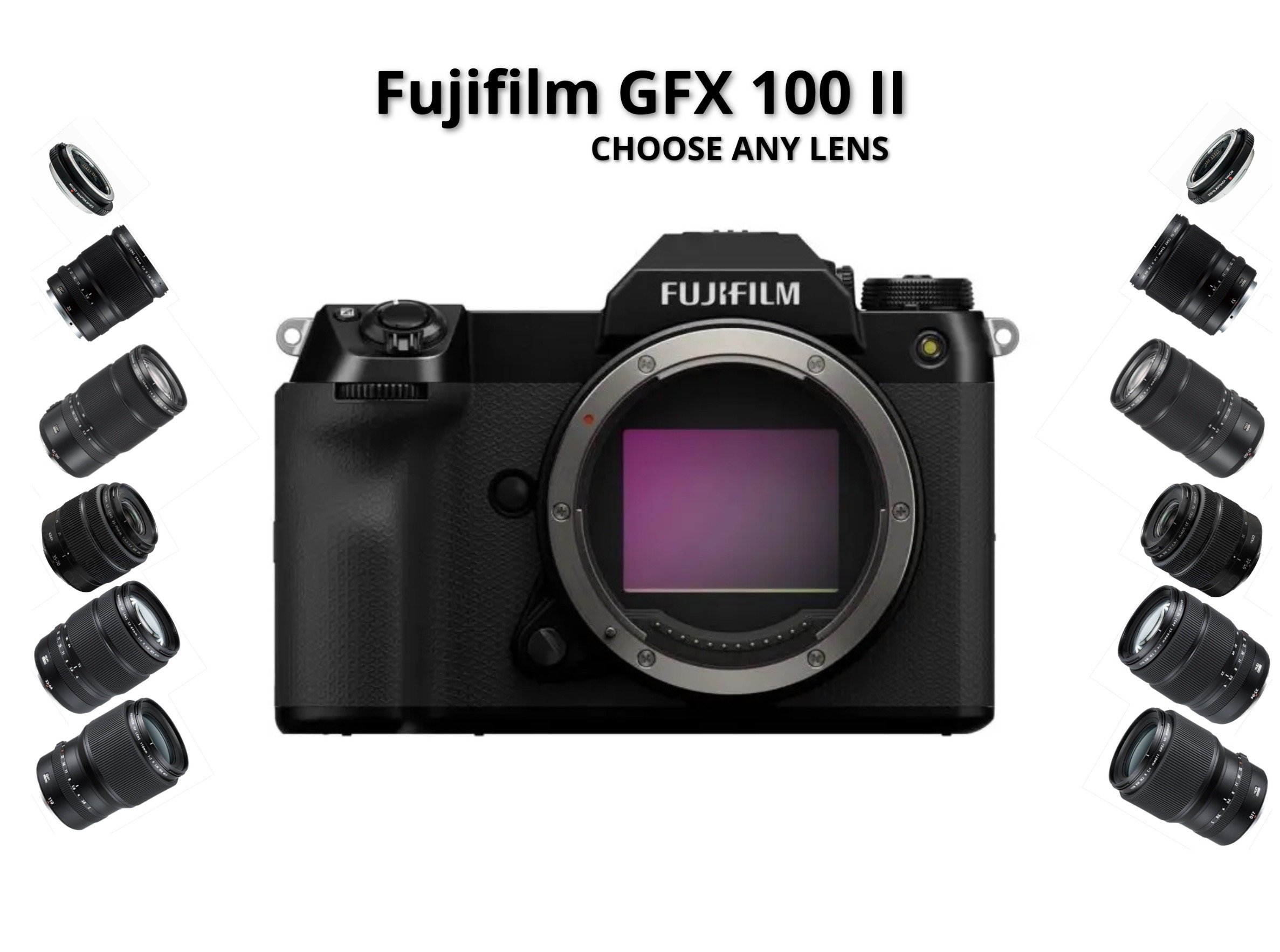 Fujifilm gfx 100 ii + choose one lens 