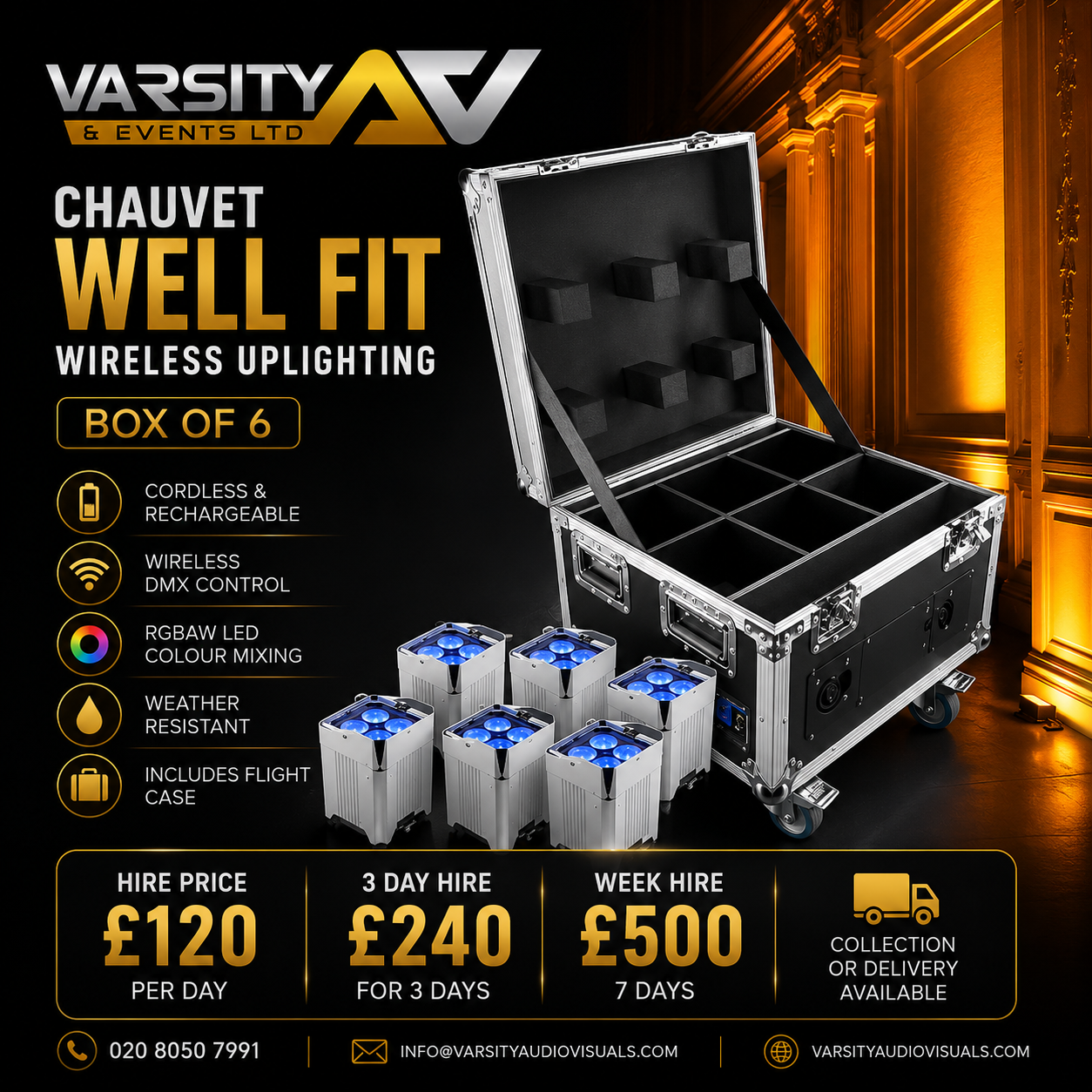 Chauvet well fits wireless uplights hire 