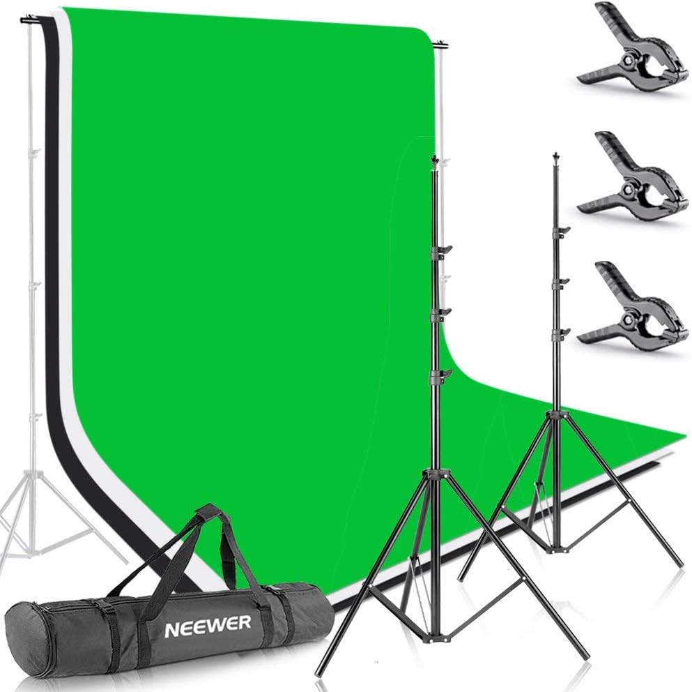 Neewer® 8.5ft*10ft/2.6m*3m background stand support system with 6ft*9ft/1.8m*2.8m backdrop (white,black,green) for portrait, product photography and video shooting