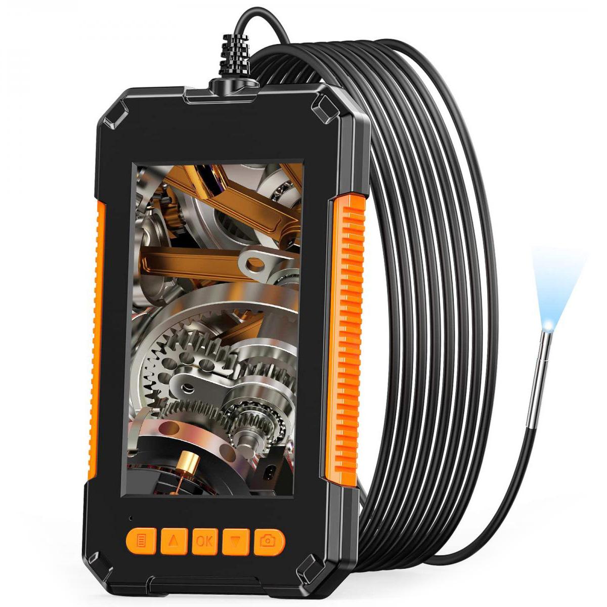 Digital fibrescope borescope endoscope borescope camera - 4.3 inch 1080p, 5m/16.4ft semi rigid cable - for auto, engine, drain, confined space inspection