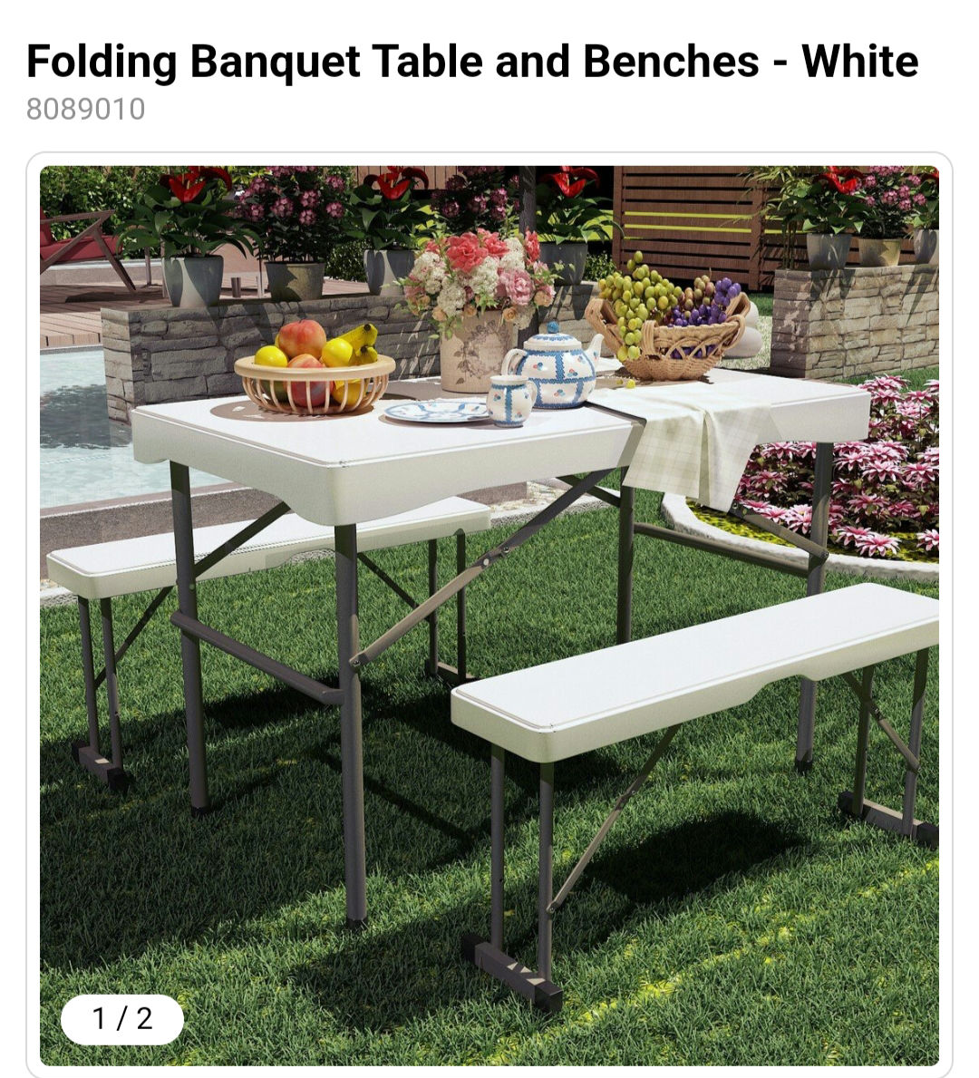 2 folding tables & 8 folding benches