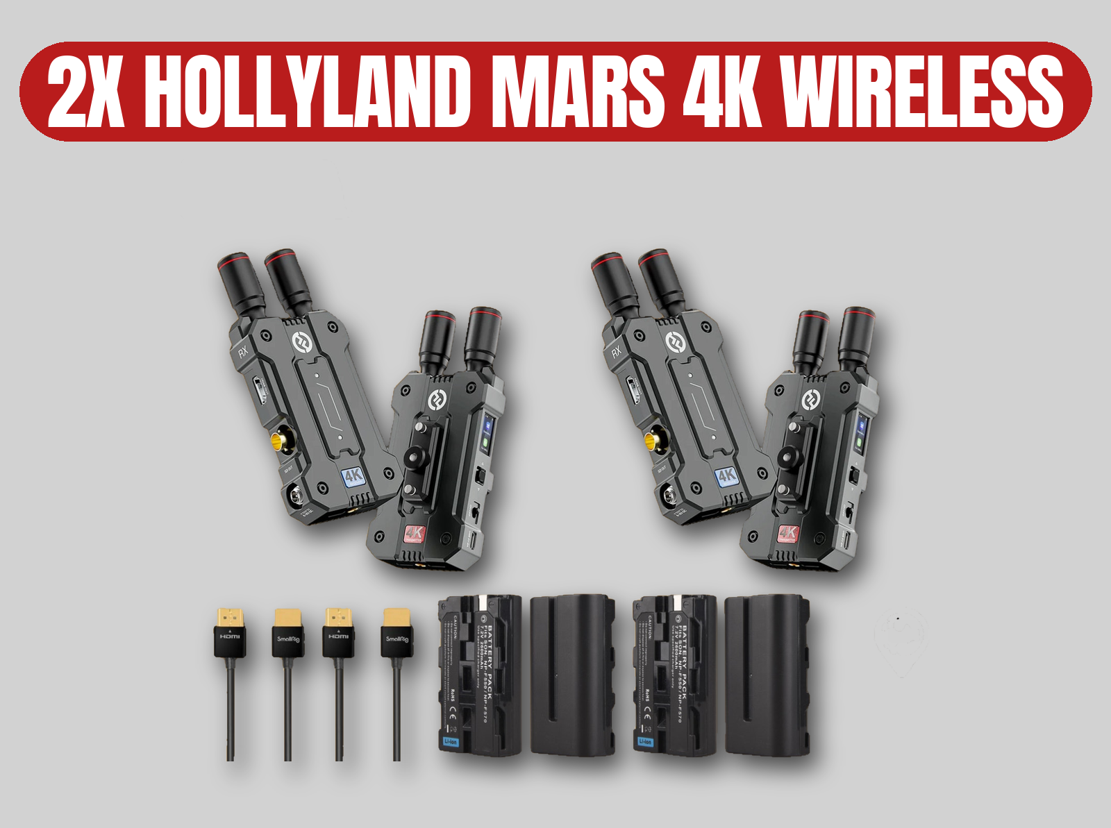 Hollyland mars 4k wireless video transmission dual kit (2x tx + 2x rx) | 4k30 hdmi | low-latency | director's monitor / focus puller | teradek alternative