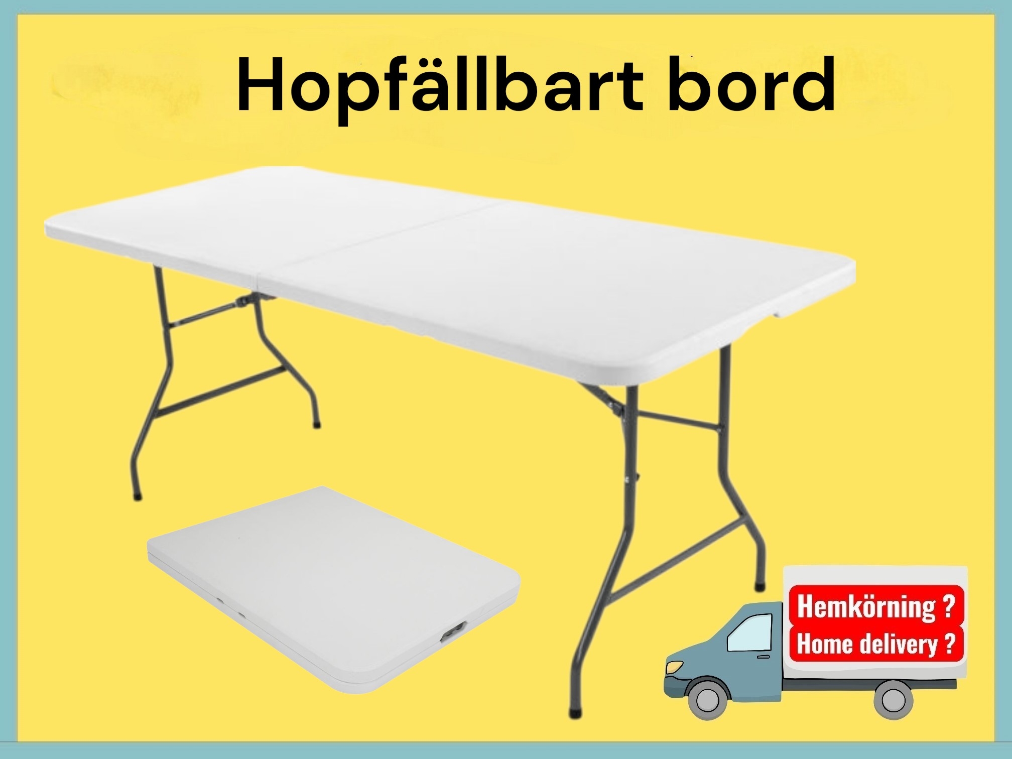 Bord ihopfällbart 180×75 cm "dygnshyra"