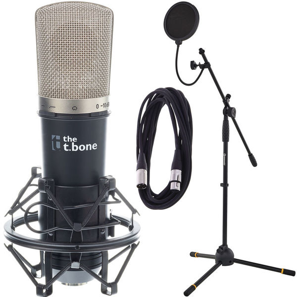 T.bone sc 450 mikrofon med stativ och puff-skydd