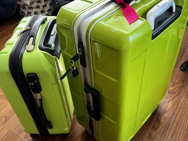 A pair of suitcases available for rent