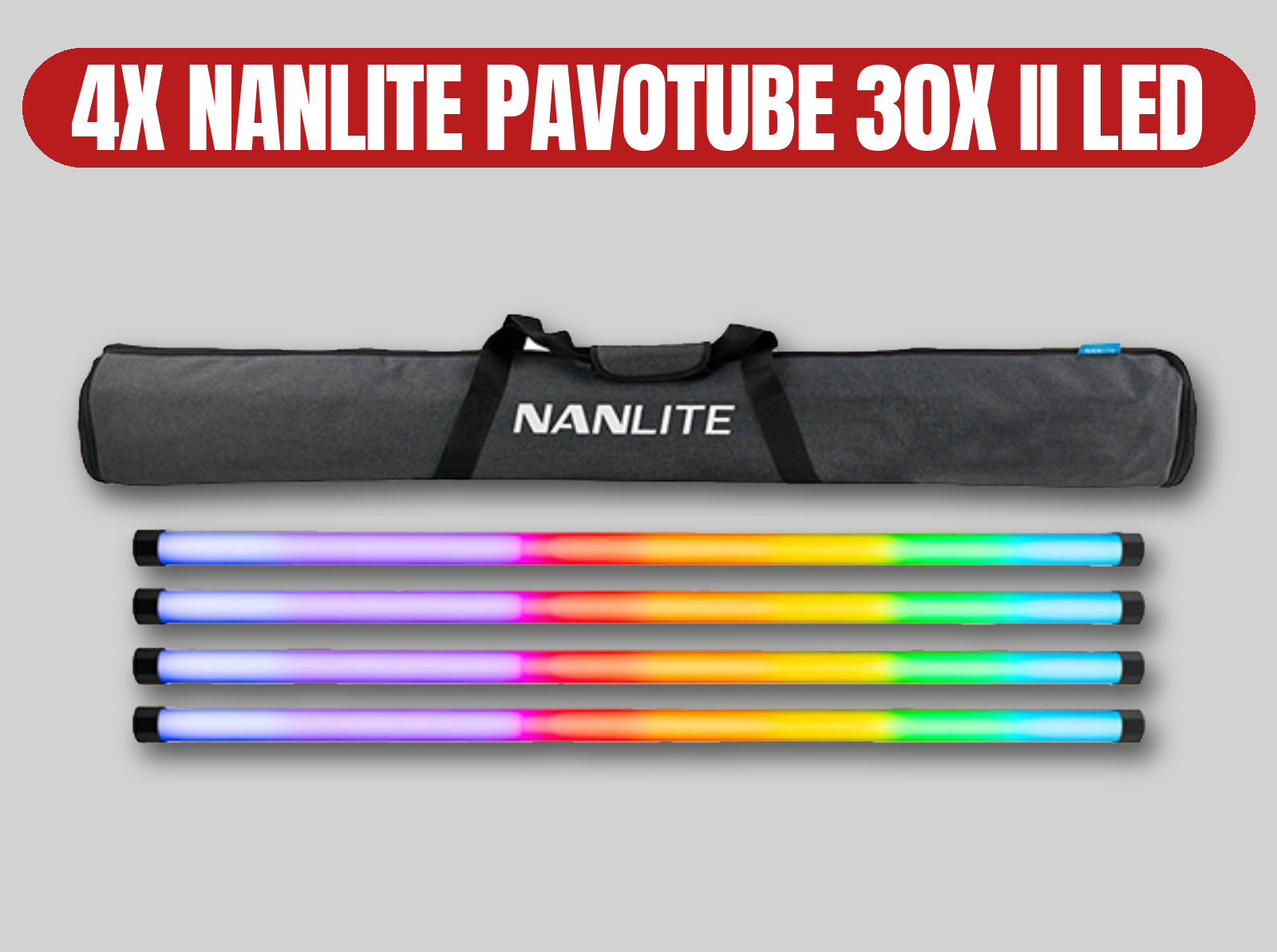 Nanlite pavotube 30x ii led rgbw tube lights (set of 4) | astera titan tube alternative, with optional stands