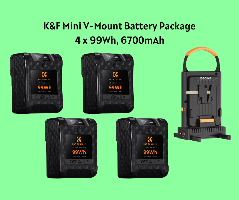 4 x k&f 99wh mini v-mount battery package w/ charger