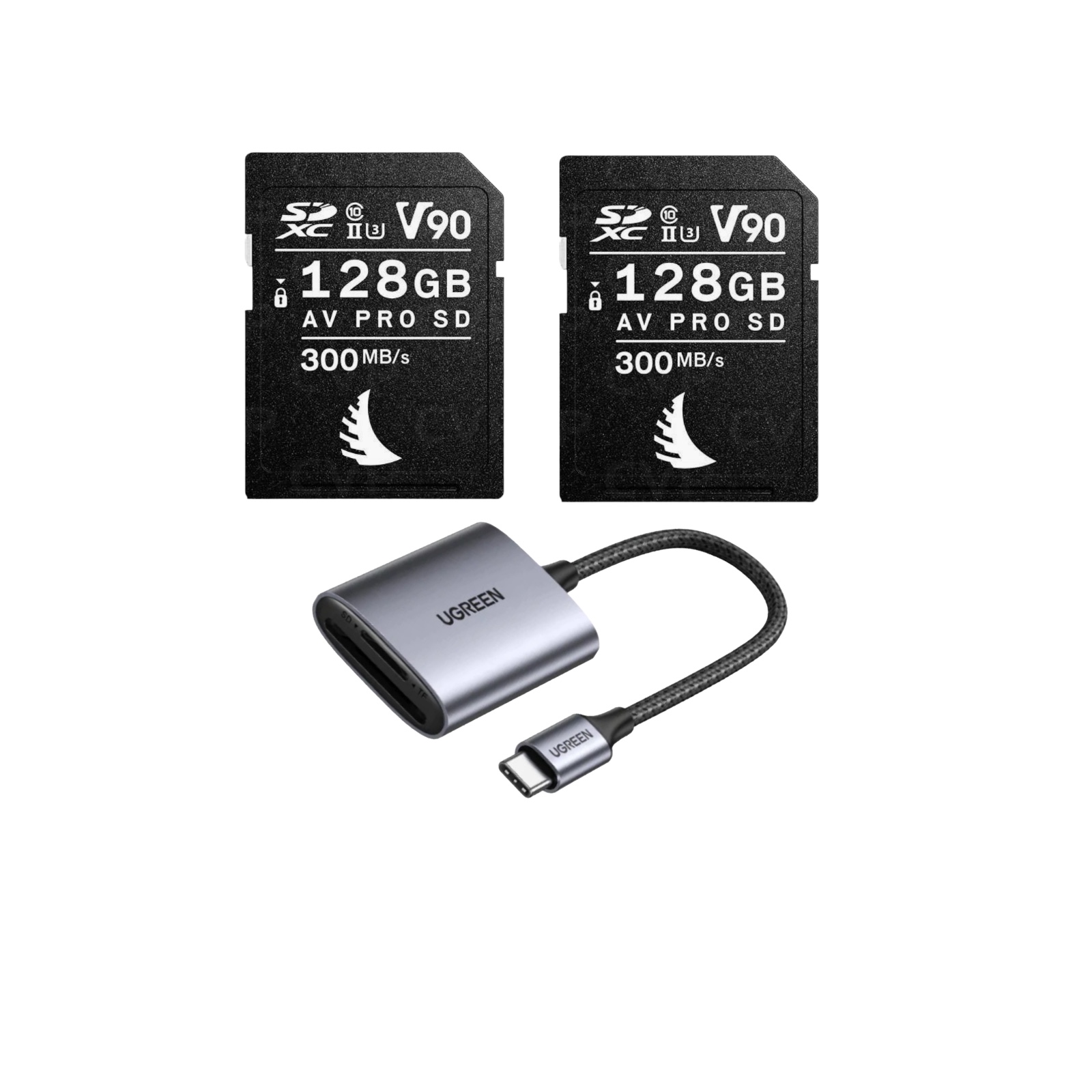 2 x sd memory card 128gb v90 angel-bird 300mbs  av pro sd fast cards camera 4k