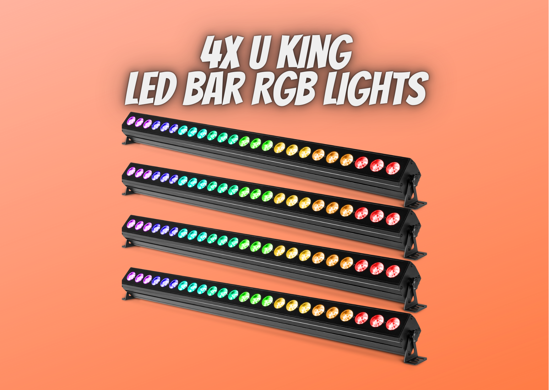 4x u king b354 led bar rgb 24 light bar uplighter - strobe effect