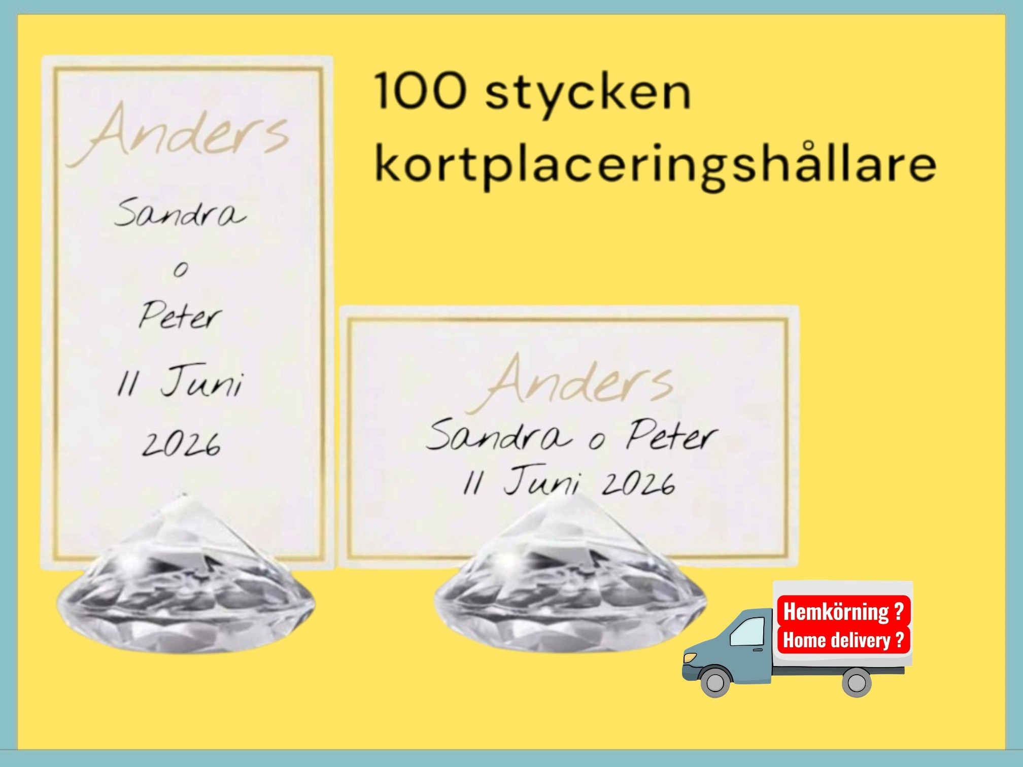 Bordsplacerings hållare 100 st "diamanter"