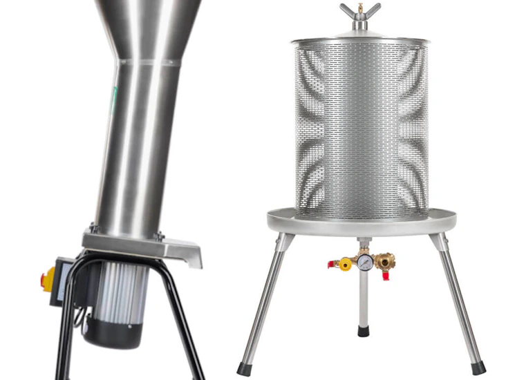 Hydropresse 40l & elektrisk fruktkvern & pasteurisator