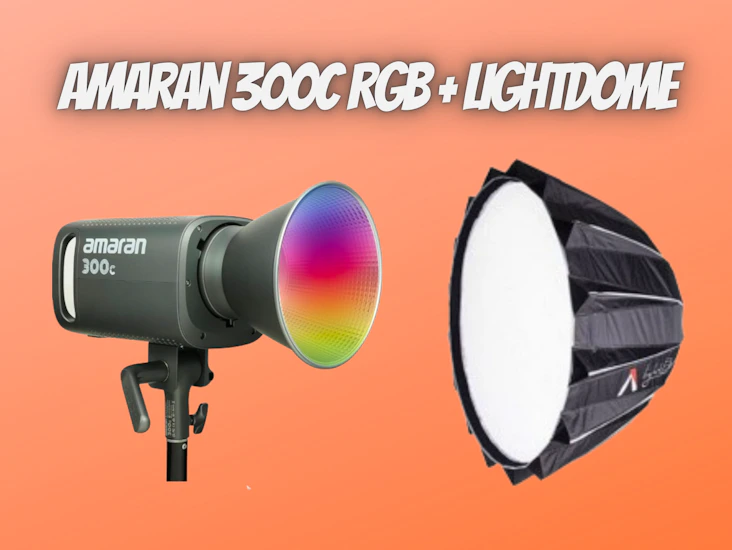 Aputure amaran 300c + light dome ii rgbww cob led video continuous lighting 300w cct 2500k-7500k bowens mount point-source led 26,580