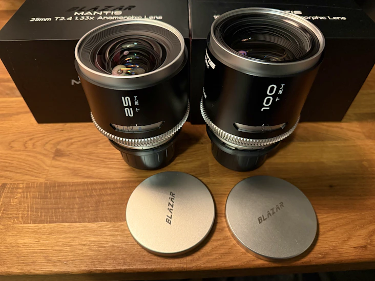 2 blazar mantis 25 & 100 1.33x full frame anamorphic lenses
