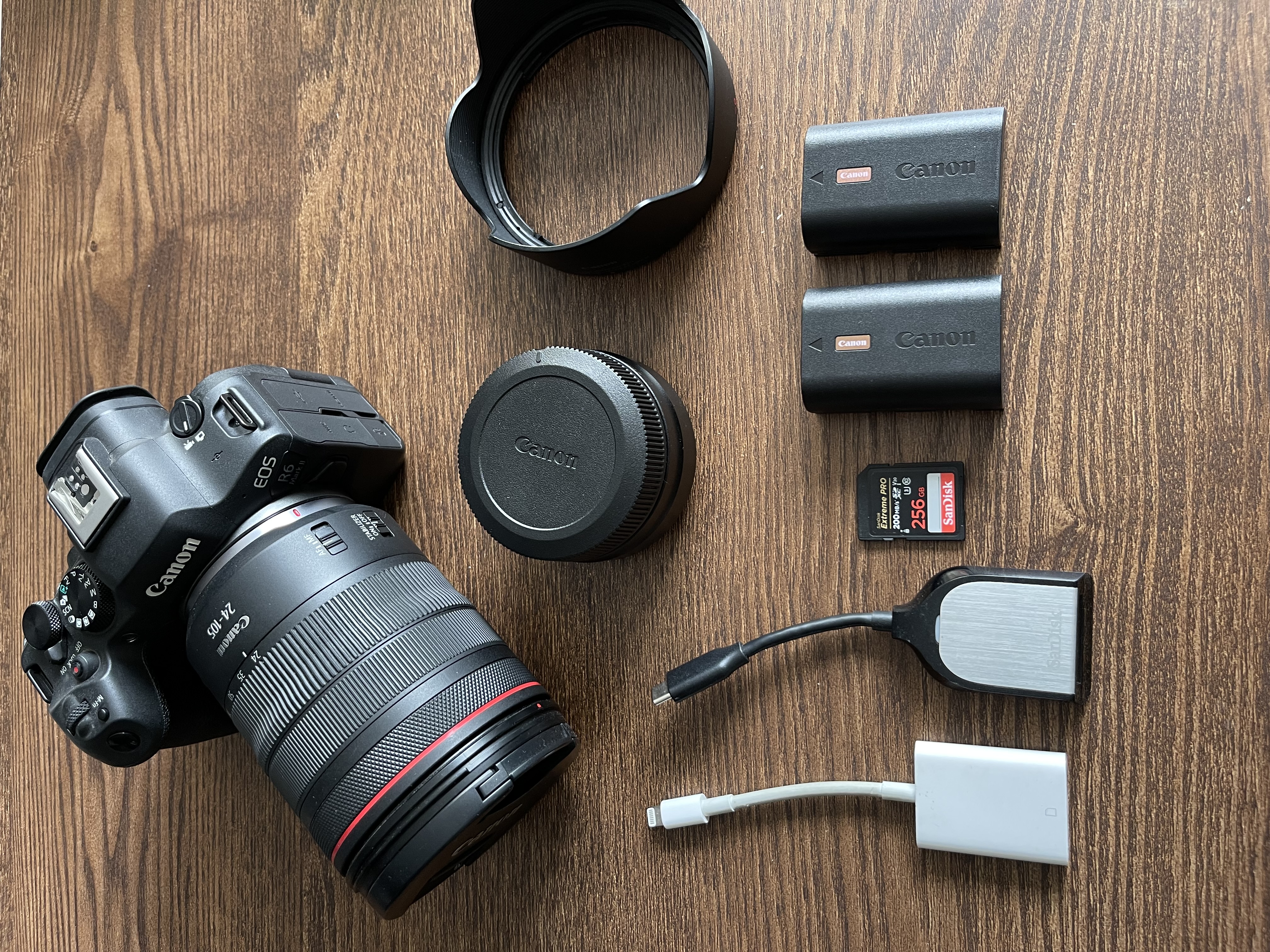 Canon r6 mark ii + 24-105mm + ef-adapter + minnekort