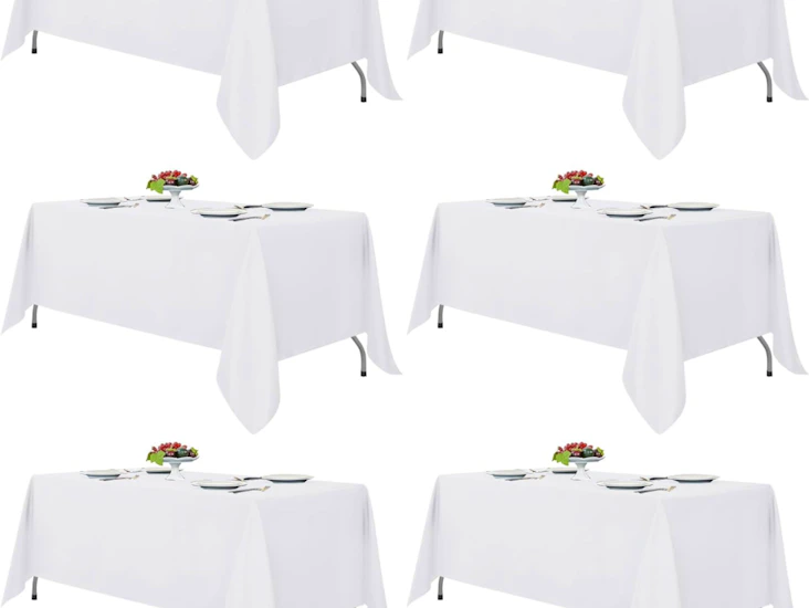 White tablecloths for rectangle tables, 6 pack - 70 x 120