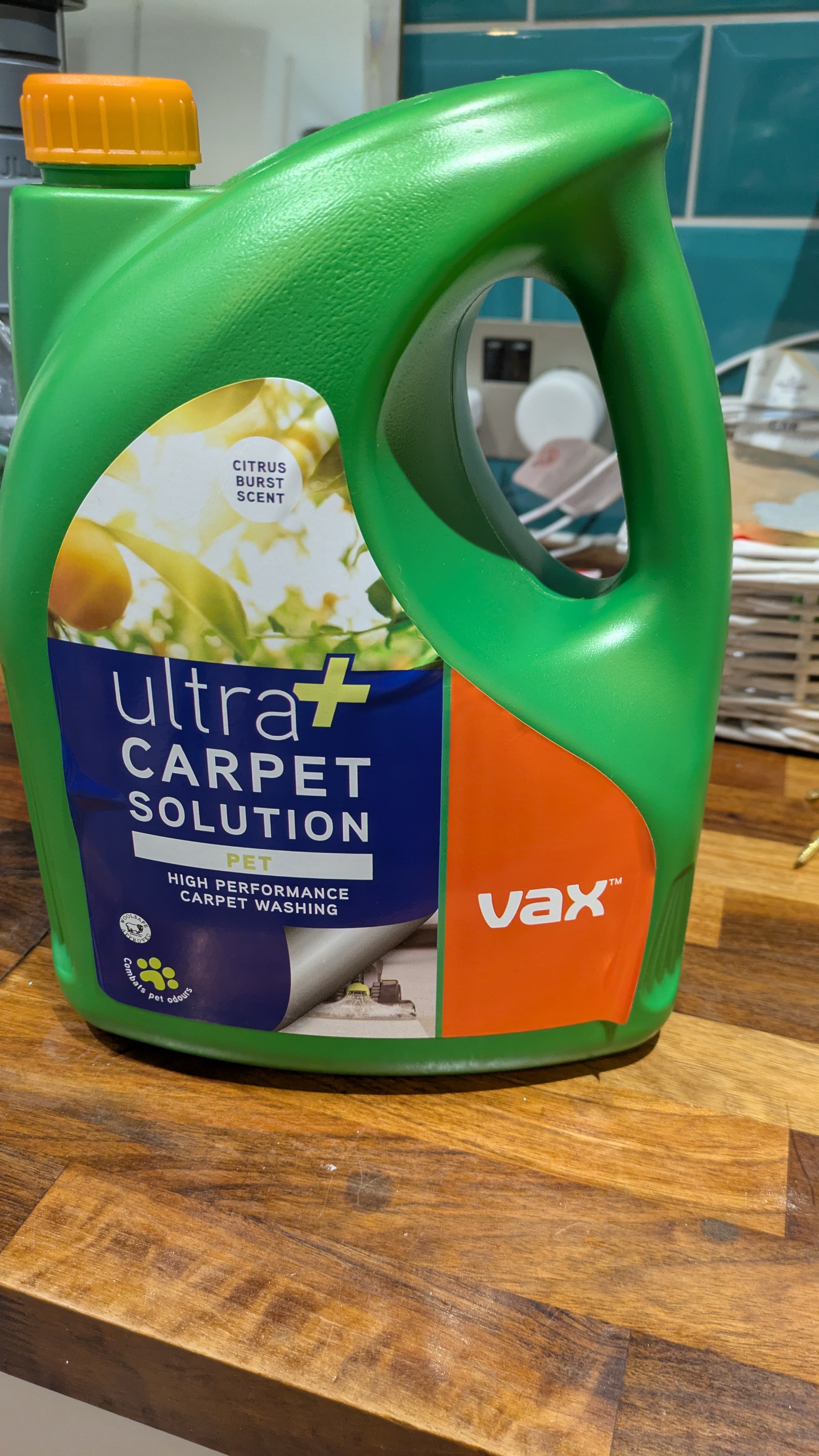 250ml of vax ultra + pet cirrus burst carpet & upholstery cleaning liquid