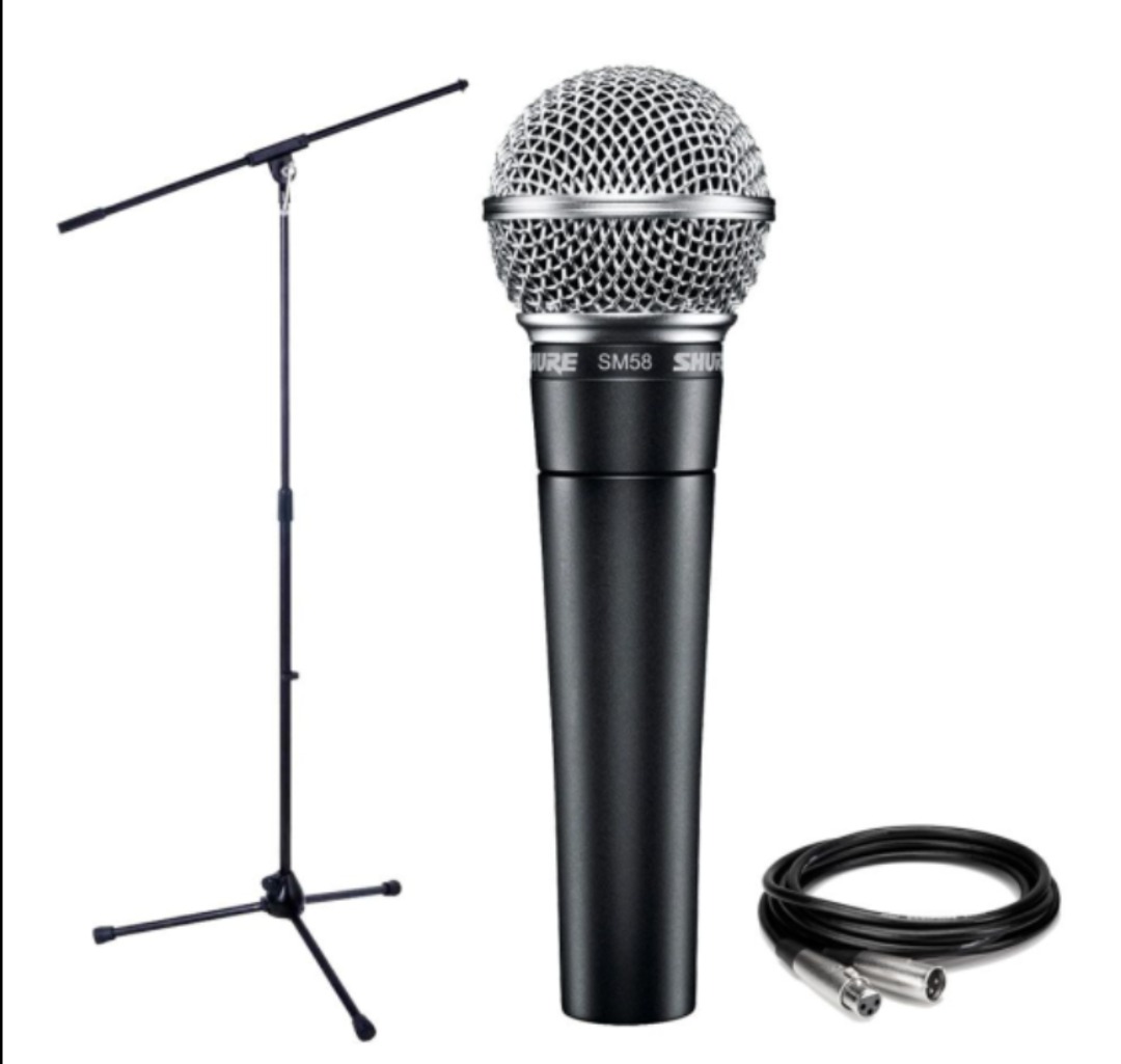 Sångmikrofon shure sm58 + stativ och sladd.