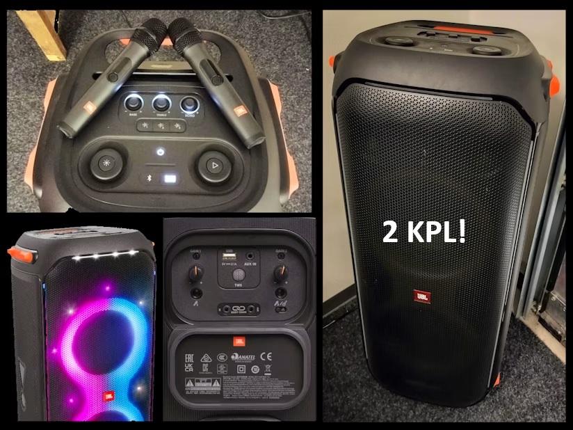 2 kpl jbl partybox 710 + 2 langatonta jbl mikrofonia