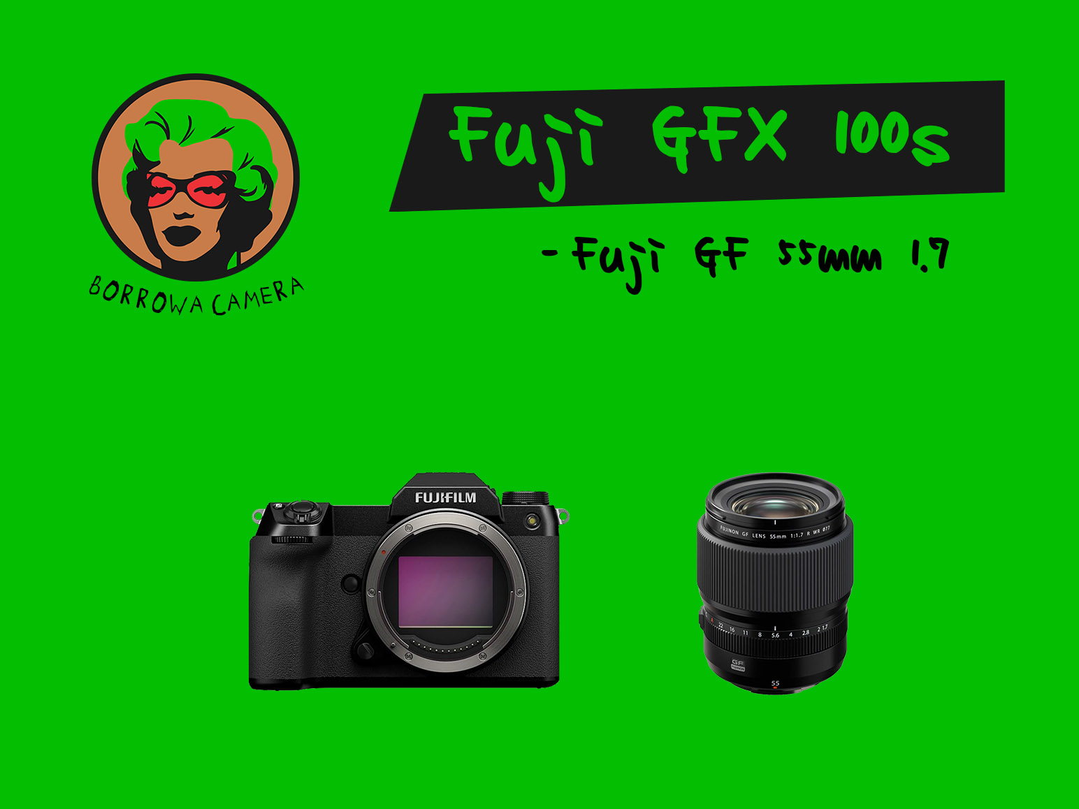 Fuji gfx 100s + 1x 55mm 1.7 + 1x sd card