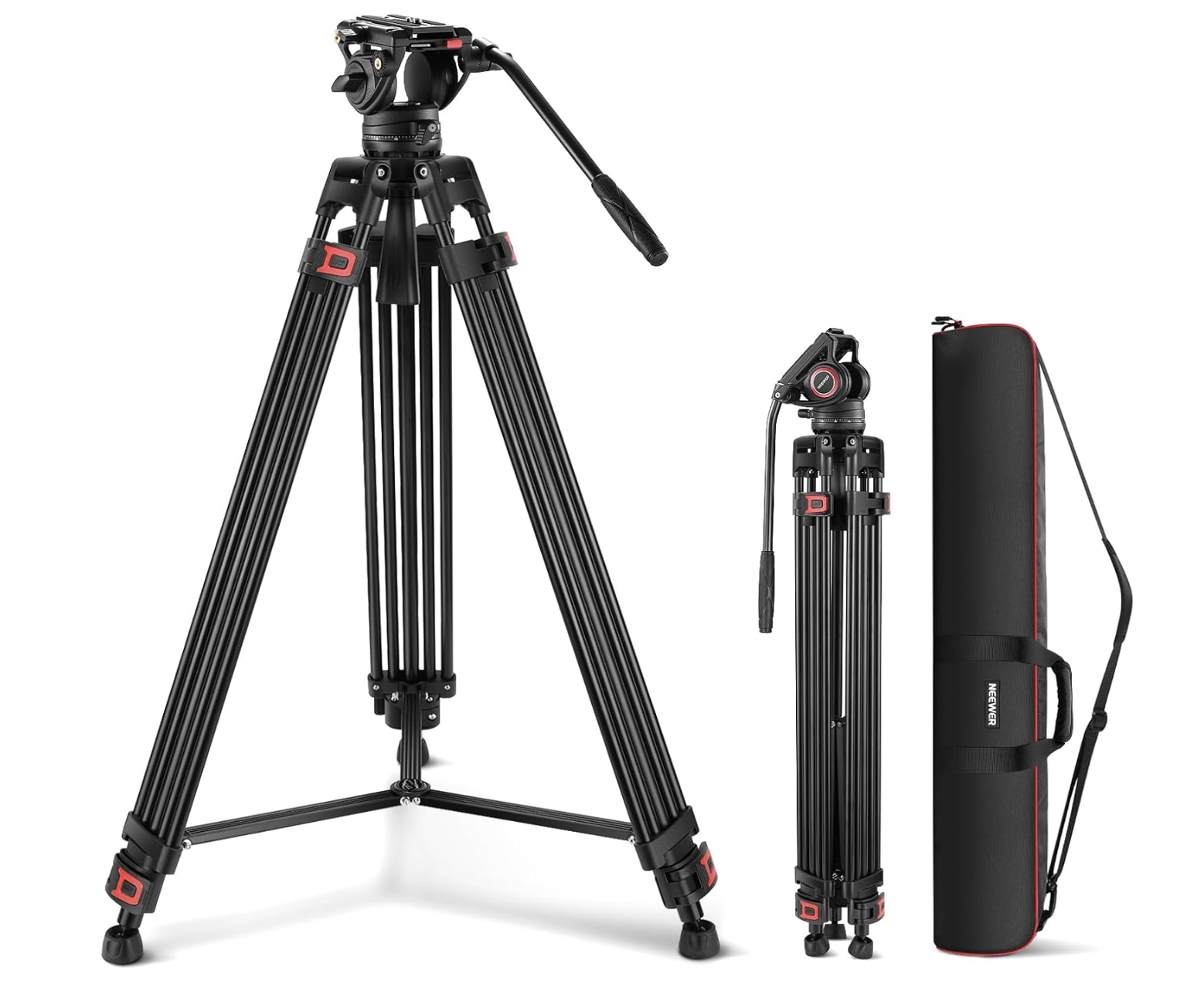 Neewer pro tripod with fluid head & quick release plate