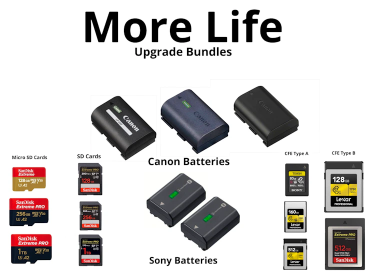 Battery, sd card, cfe card