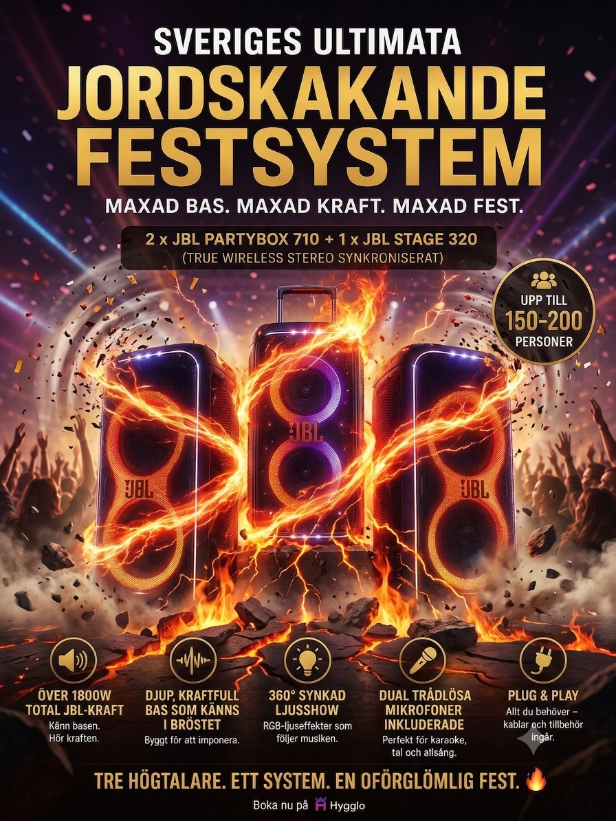  festpaket upp till 200 pers | 2× jbl 710 + stage 320 | karaoke| 