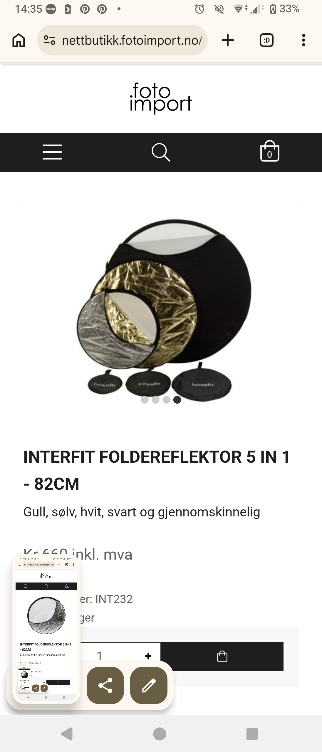 Interfit reflektor 82 cm
