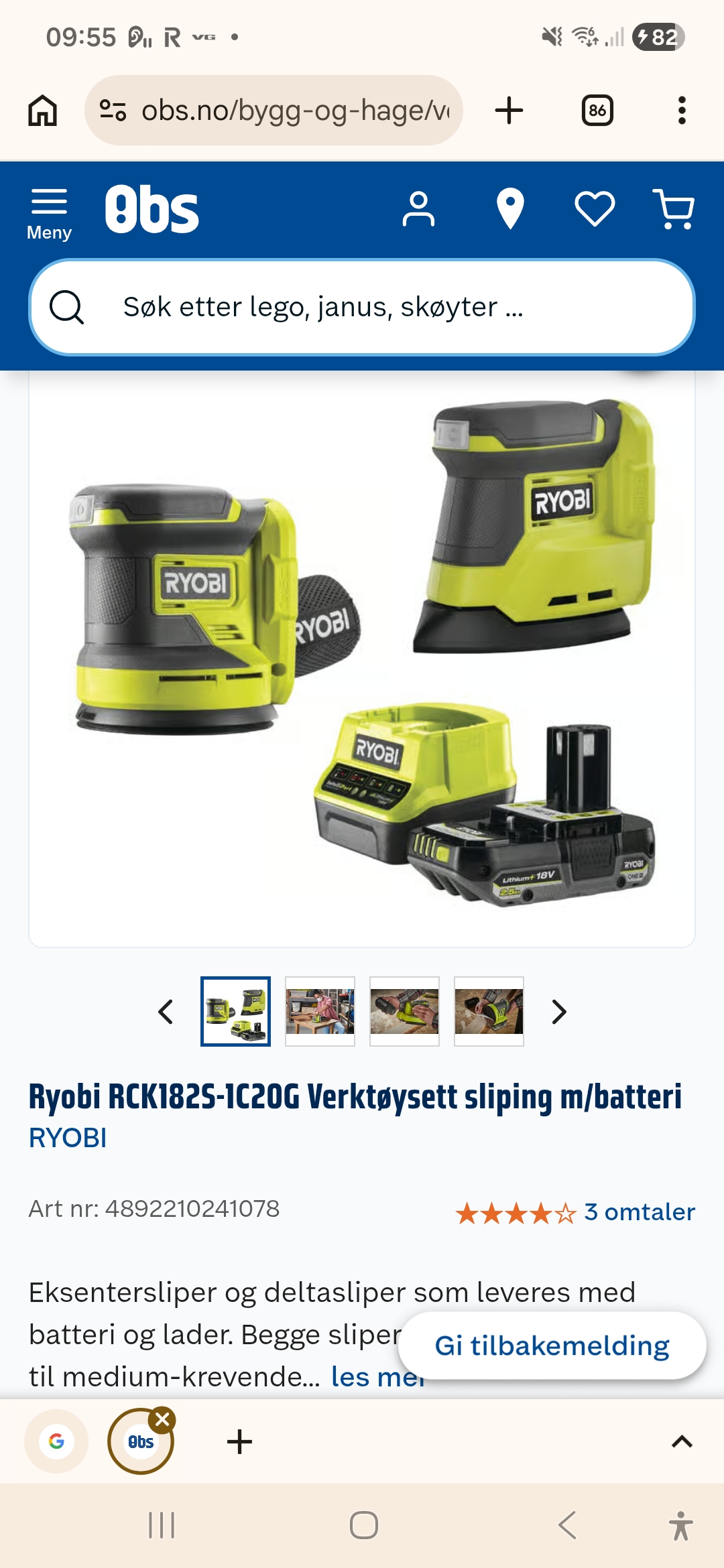 Ryobi slipersett – eksenter + delta, klar til bruk!