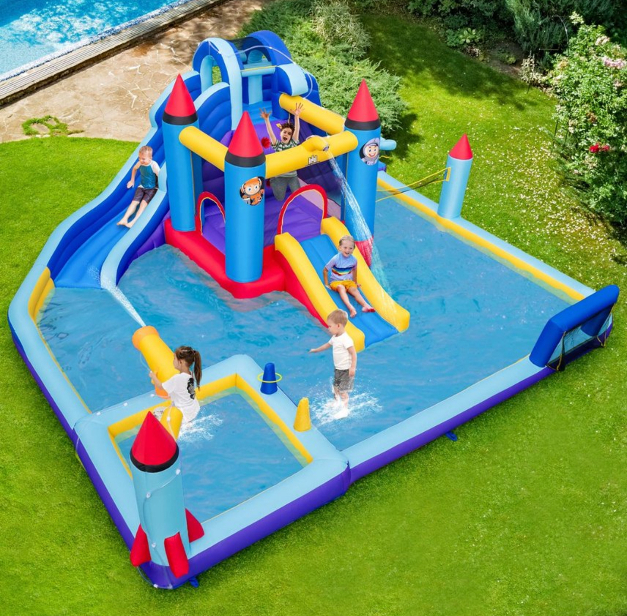 Rocket theme inflatable water slide park