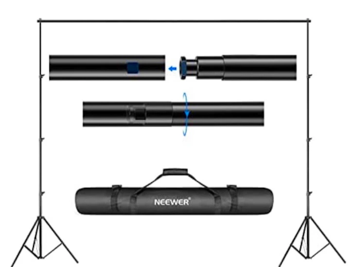 Fotobakgrund svart med stativ 2,6m x 3m