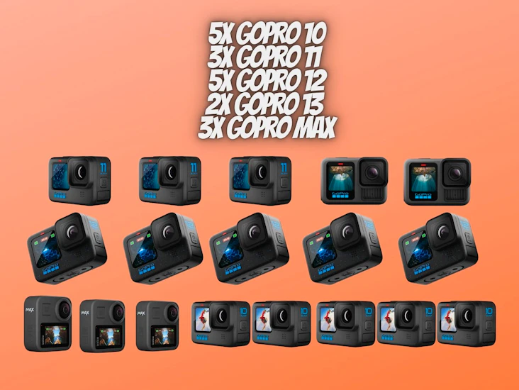 18x gopro (mix of gopro 10, 11, 12, 13, max) action camera bundle