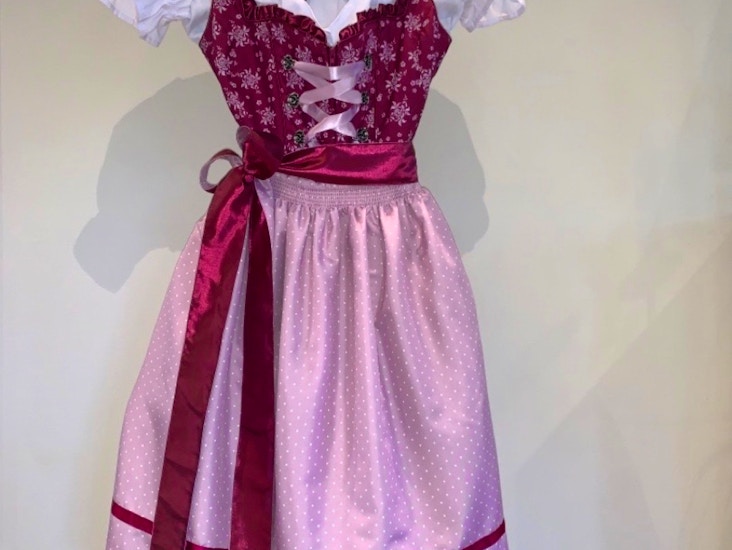 Dirndl storlek 36, vinröd och rosa