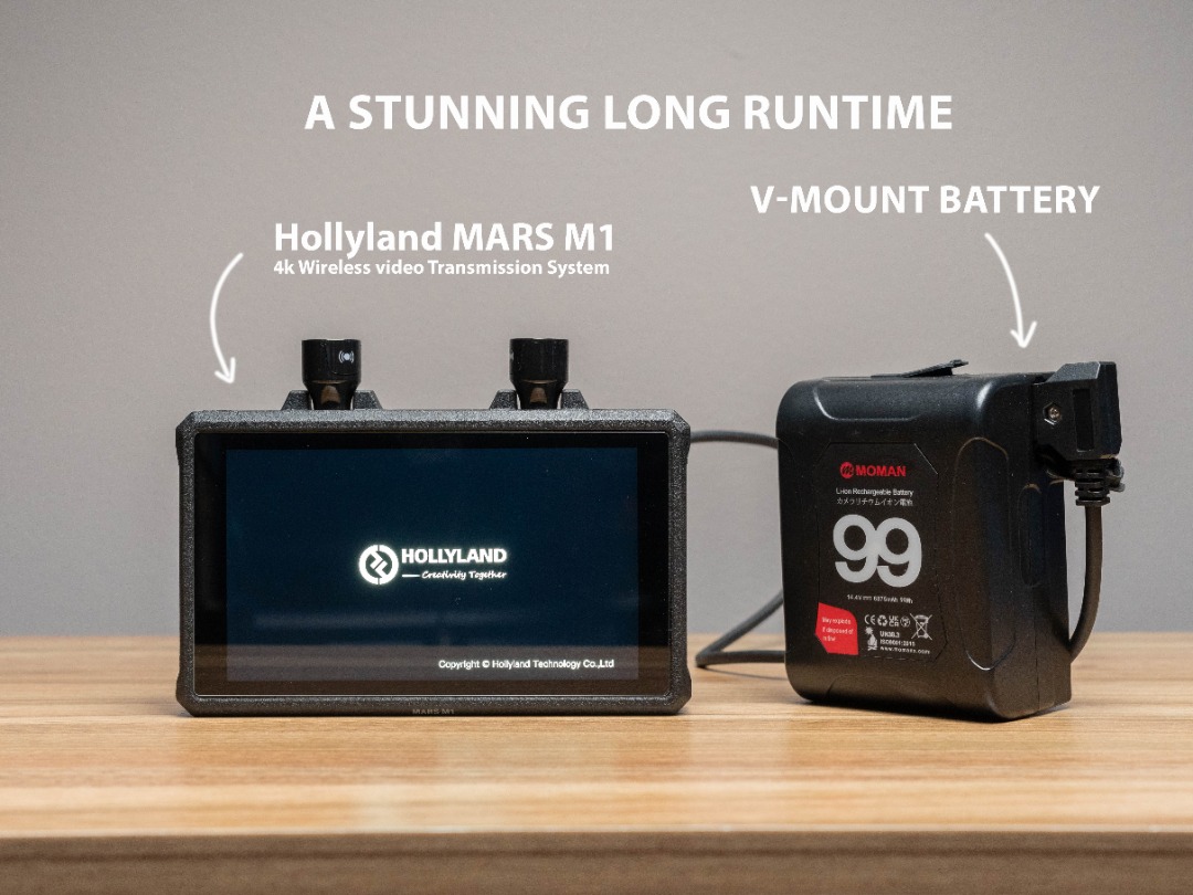 Hollyland mars m1 with v-mount battery
