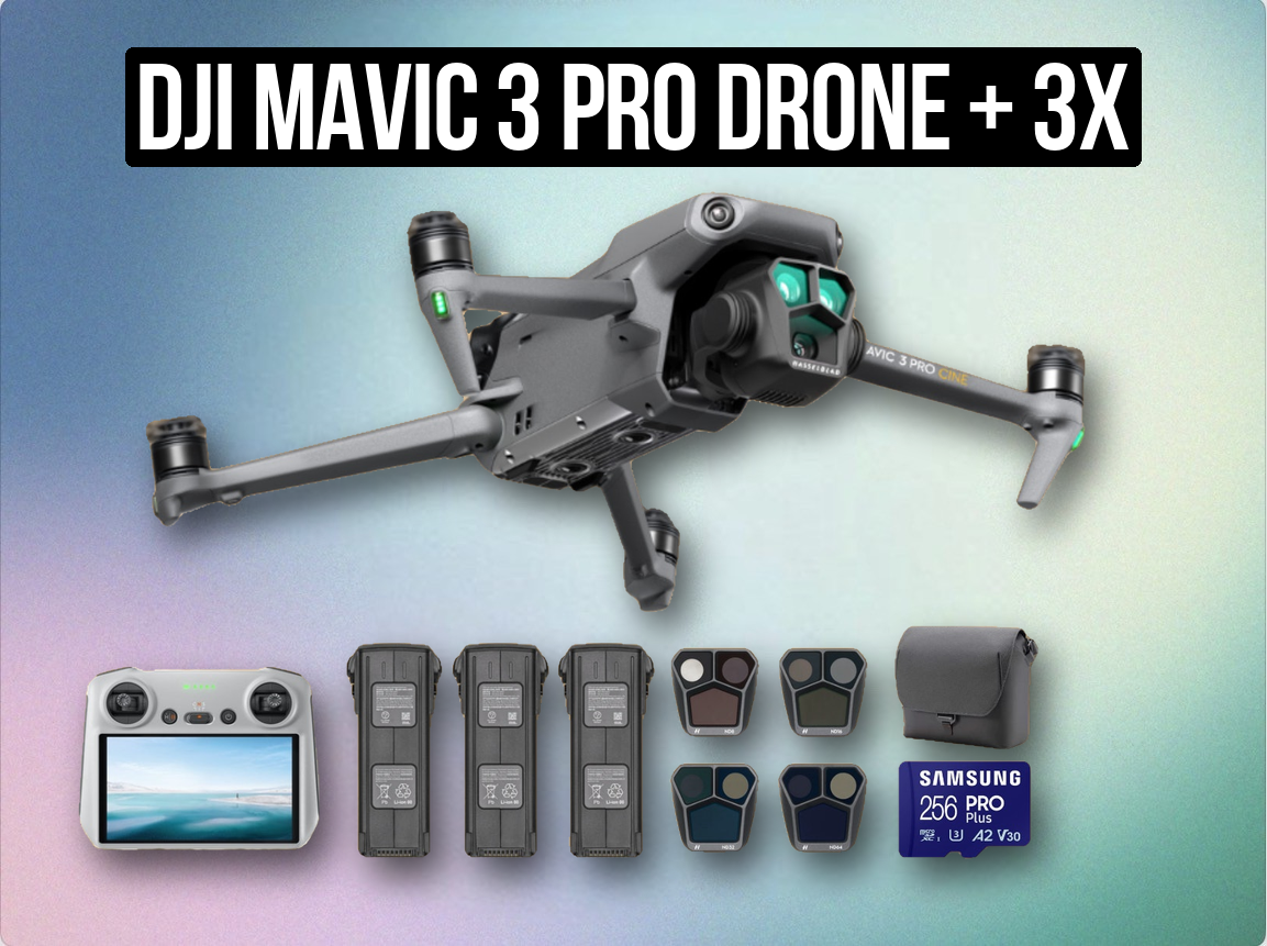 Dji mavic 3 pro drone + 3x batteries + nd filter + 256gb sd card + rc controller 