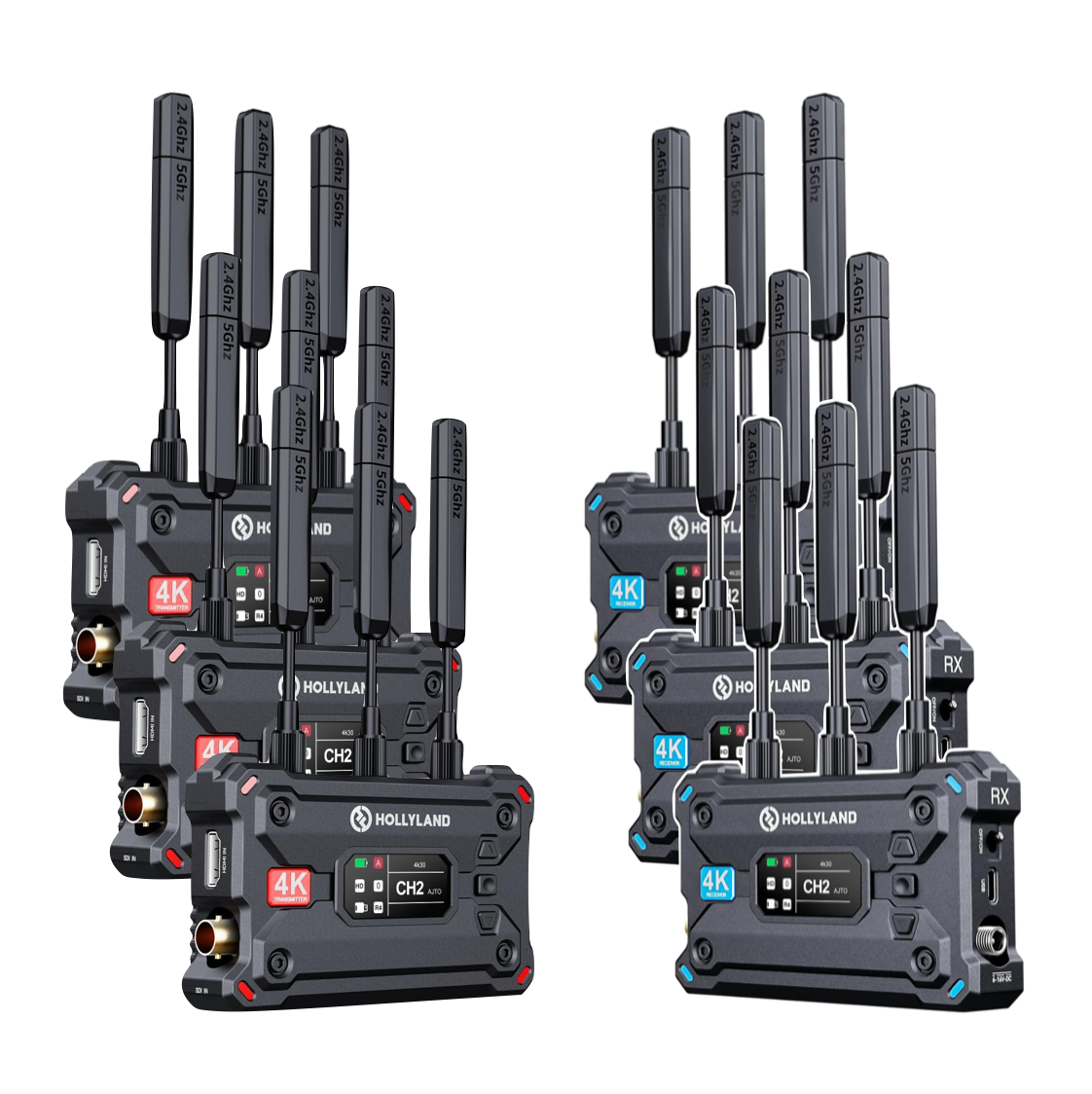  3x hollyland pyro s wireless hdmi sdi transmitter and receiver, 4k30/1080p60 400m range 50ms tx/rx
