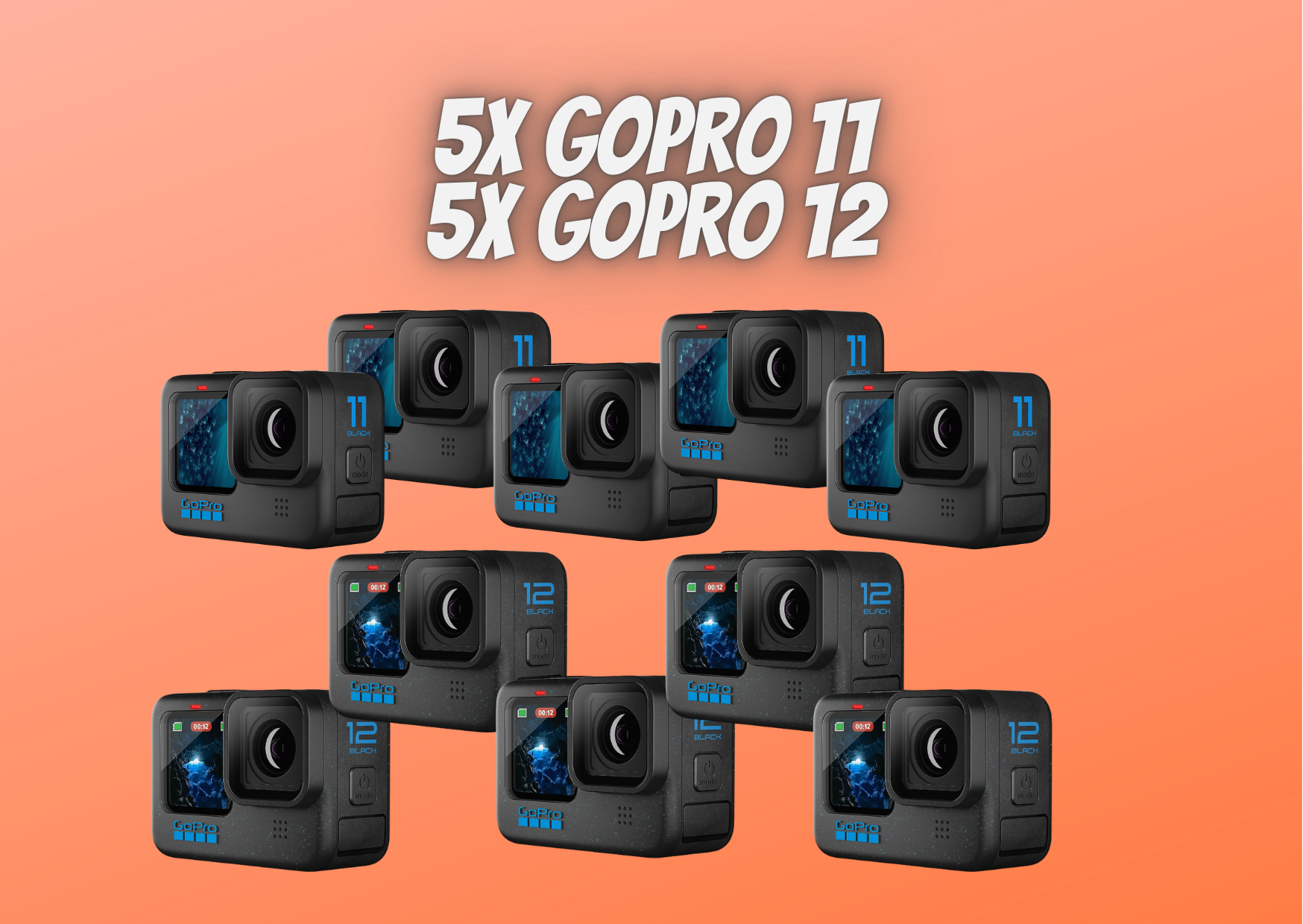 10x gopro - 5x gopro 12 + 5x gopro 11