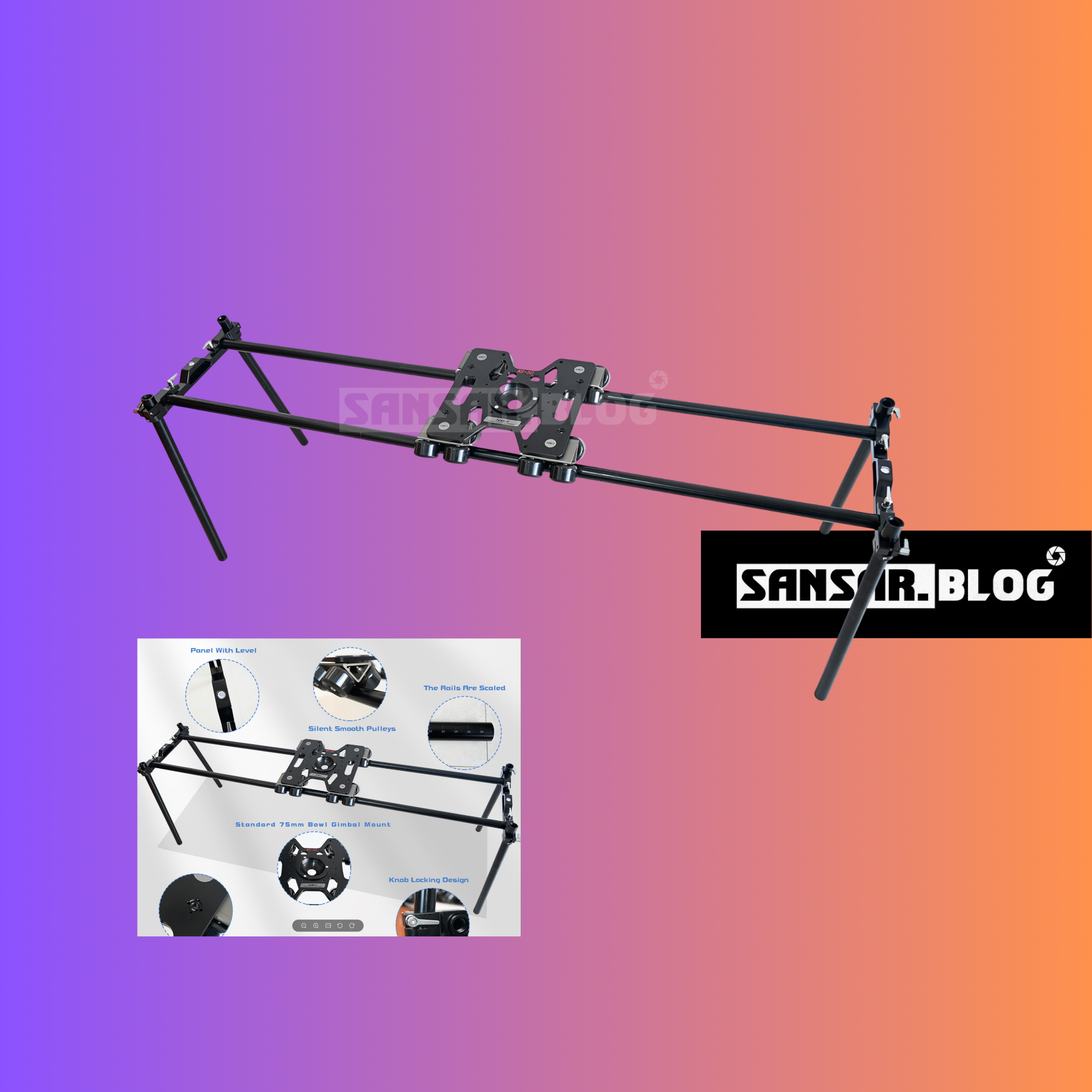 Heavy duty camera slider with stands – complete built-up kit