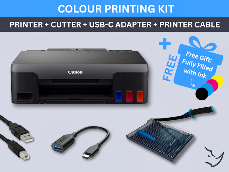 Canon printer + cutter + usb-c adapter + printer cable, colour printing kit, printer + cutter + usb-c adapter + printer cable, set