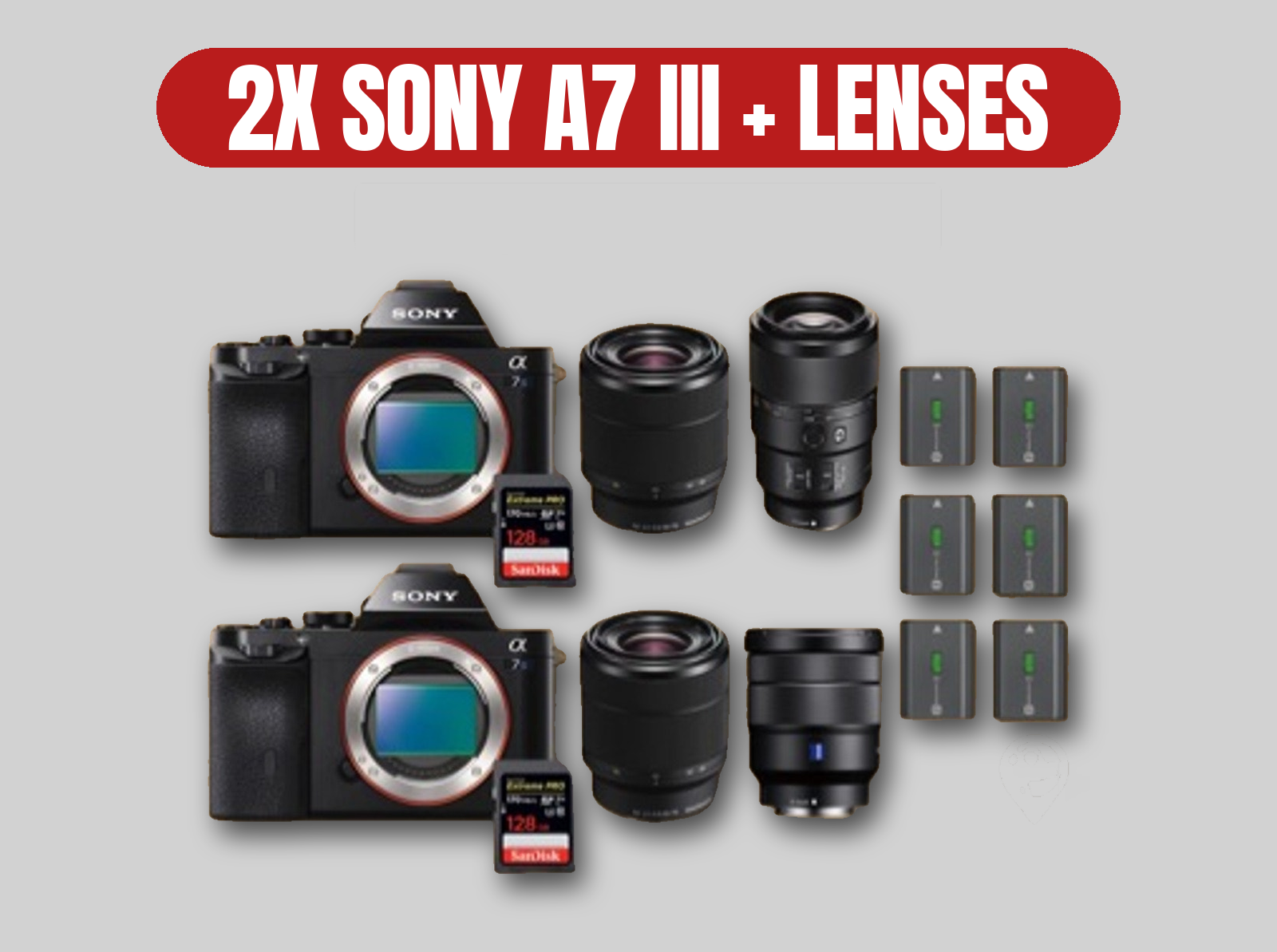 2x sony a7 iii mirrorless cameras + lenses | 4k video kit / full frame / a7iii / a7 3 / 28-70mm zoom