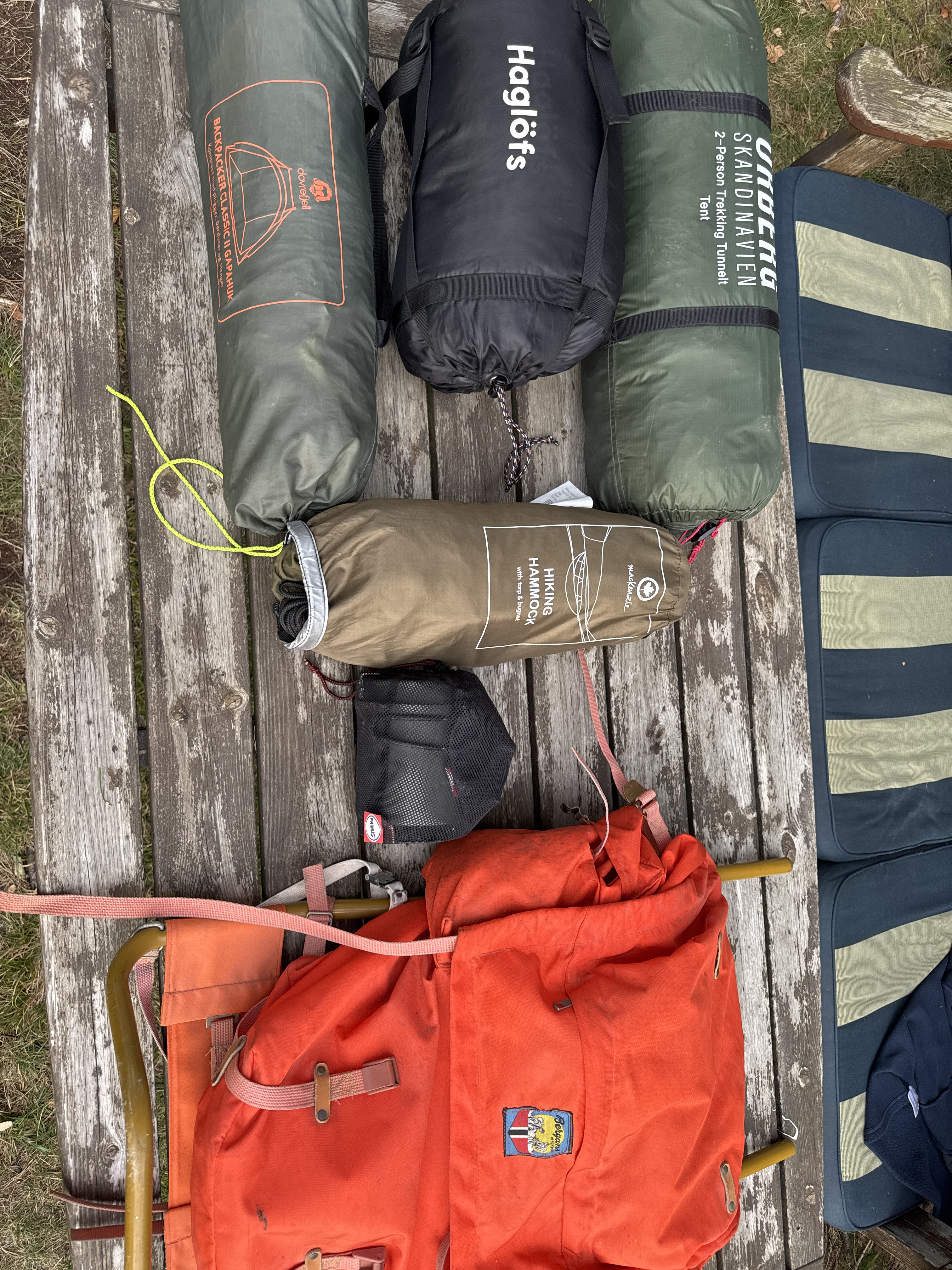 Komplett camping-/turpakke for hvaler– telt, hengekøye og sekk til leie