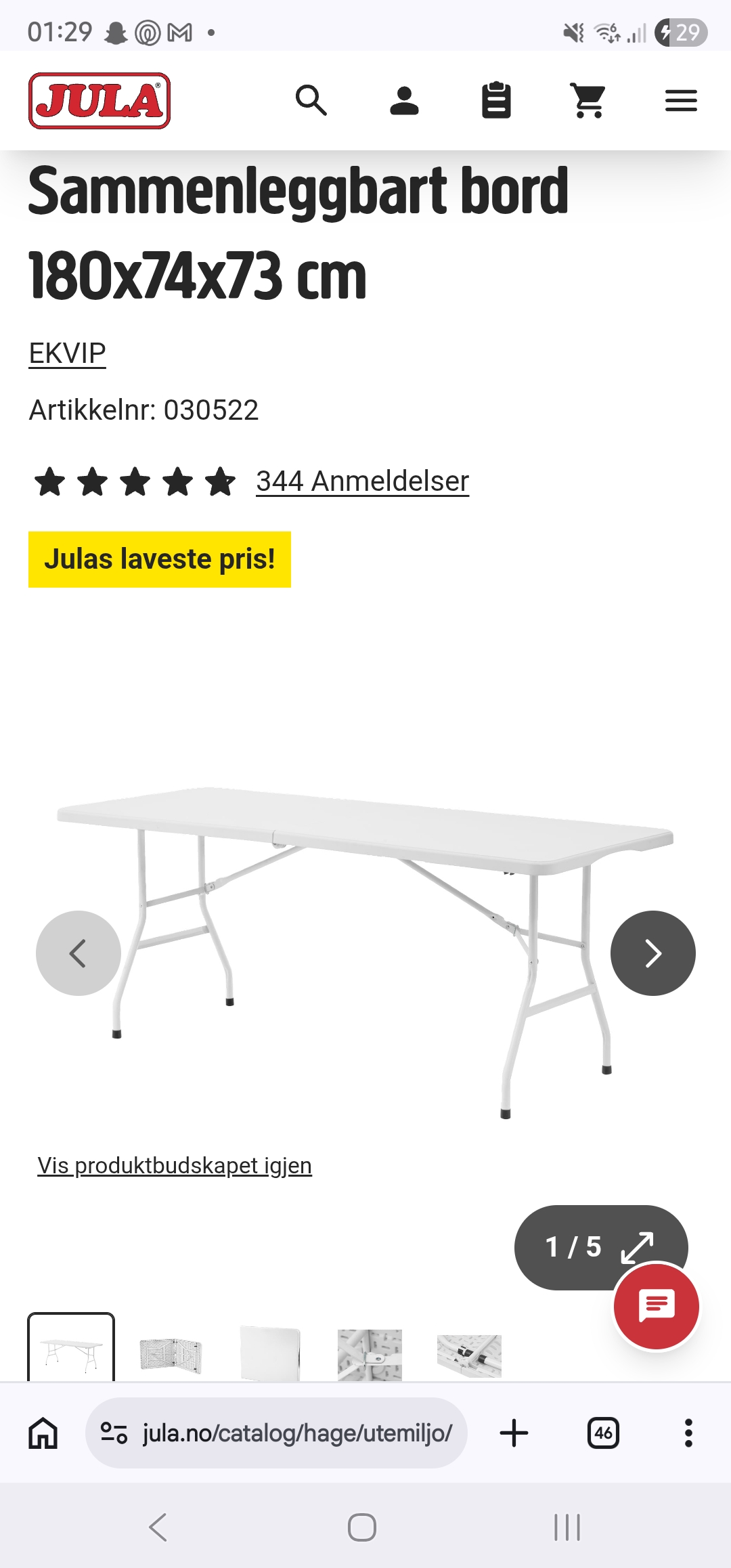 Sammenleggbare bord